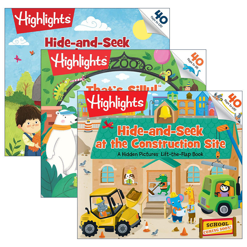 英文原版 Highlights Lift-the-Flap Books 亮点纸板翻翻书系列3册 儿童启蒙认知绘本 游戏活动书 英文版 进口英语原版书籍
