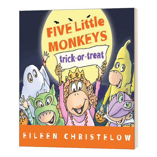 英文原版 Five Little Monkeys Trick-or-Treat  五只小猴子 不给糖就捣蛋 万圣节主题纸板书 英文版 进口英语原版书籍