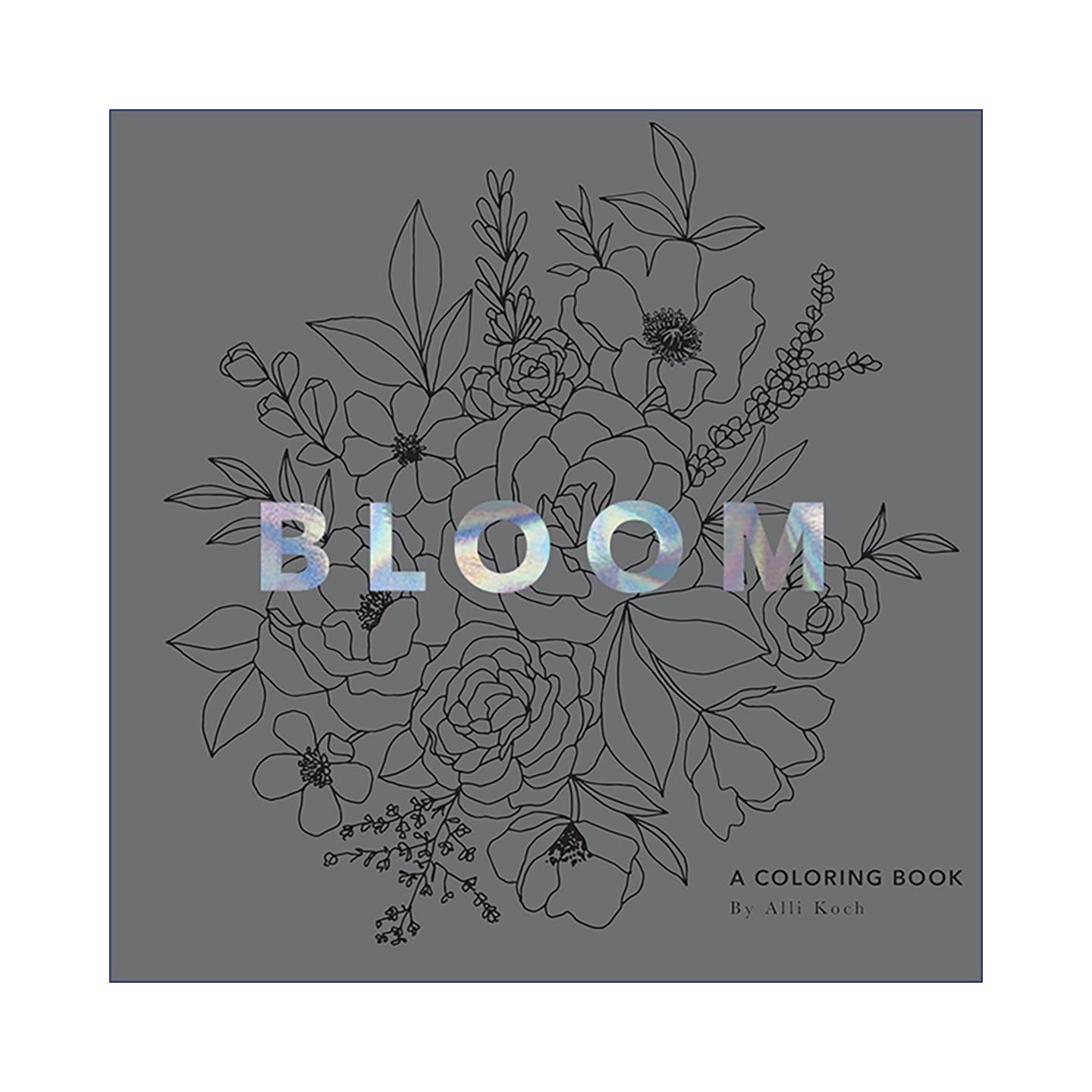 英文原版 Bloom 花团锦簇 填色涂色书 精美插图 可拆卸页面 INS红人Allikdesign 英文版 进口英语原版书籍
