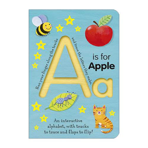 英文原版 A is for Apple Smart Kids Trace-and-Flip A代表苹果 纸板书 儿童早教绘本 低幼翻翻纸板书 英文版 进口英语原版书籍