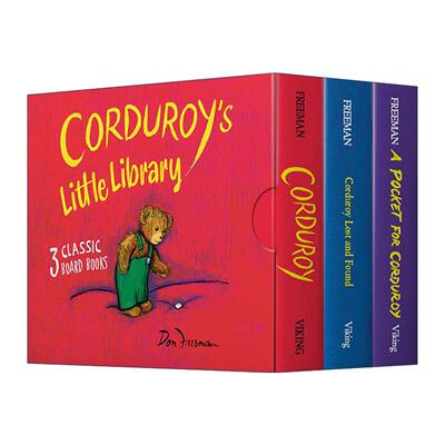 英文原版 Corduroy's Little Library 小熊可杜罗小小图书馆 3册盒装套装 儿童经典绘本 纸板书 口袋 英文版 进口英语原版书籍