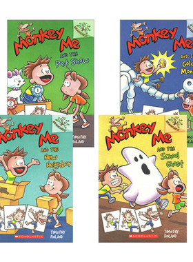 Monkey Me 英文原版 猴子男孩4册 Scholastic Branches 英文版 学乐大树系列 调皮猴儿童桥梁章节书 课外阅读读物  进口英语书籍