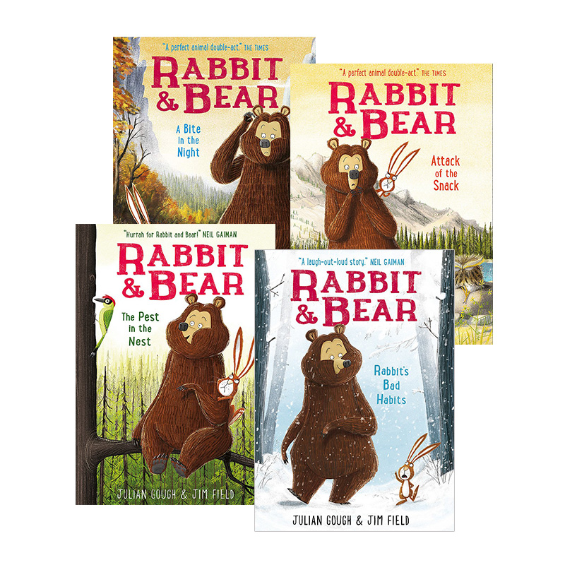 胖熊与瘦兔4册英文原版 Rabbit and Bear兔子和熊儿童英语绘本故事书家园友谊地心引力英文版进口原版书籍
