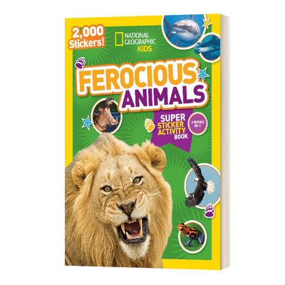 英文原版 Ferocious Animals Super Sticker Activity Book 国家地理儿童凶猛动物超级贴纸活动书 含2000个贴纸 英文版 进口英语书