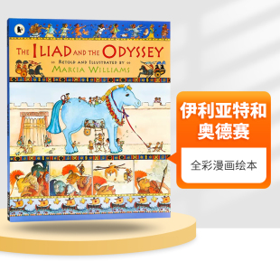 趣味人文熏陶图画书 英语书籍 Iliad Odyssey 全彩漫画绘本 the The and 英文版 伊利亚特和奥德赛 希腊神话故事启蒙认知 英文原版