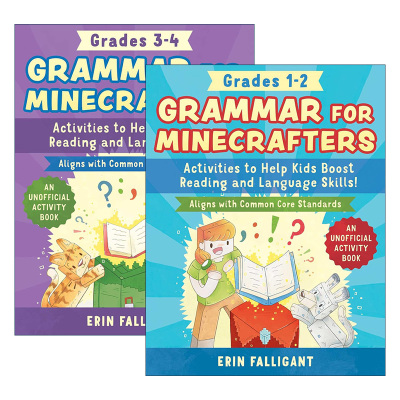 英文原版 Grammar for Minecrafters 我的世界 英语语法书1-4年级 2册 帮助孩子提高语言技能 非官方手册 英文版 进口英语原版书籍