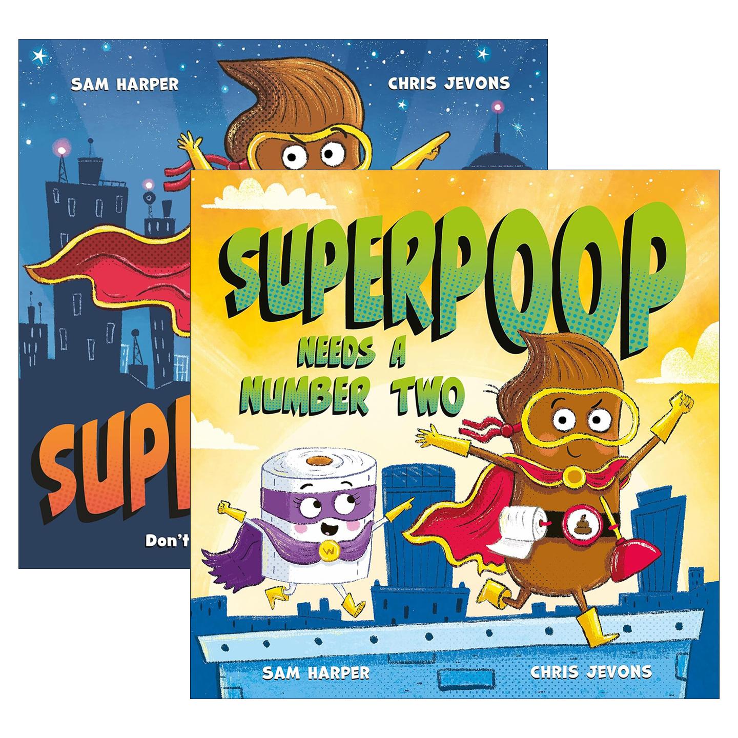 英文原版 Superpoop 大便超人系列2册 儿童幽默搞笑绘本 插画师Chris Jevons 英文版 进口英语原版书籍