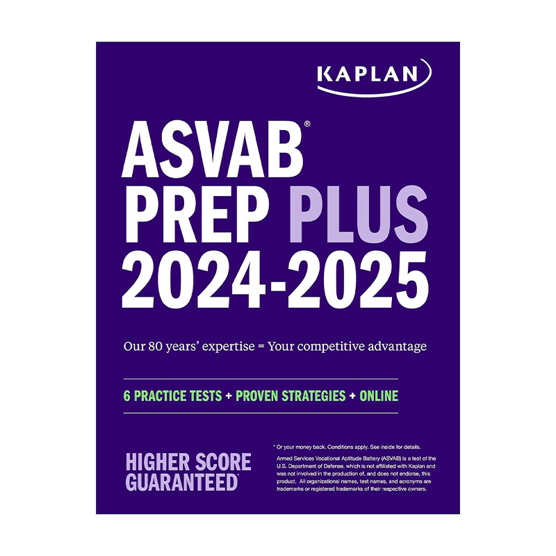 英文原版 ASVAB Prep Plus 2024-2025 卡普兰兵种倾向选择测验 含6套试题+备考策略+在线资源 英文版 进口英语原版书籍
