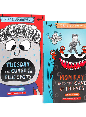 英文原版 Total Mayhem系列 2册 大混乱 儿童冒险漫画绘本图画书 进入盗贼之洞/蓝色斑点的诅咒 英文版 进口英语原版书籍