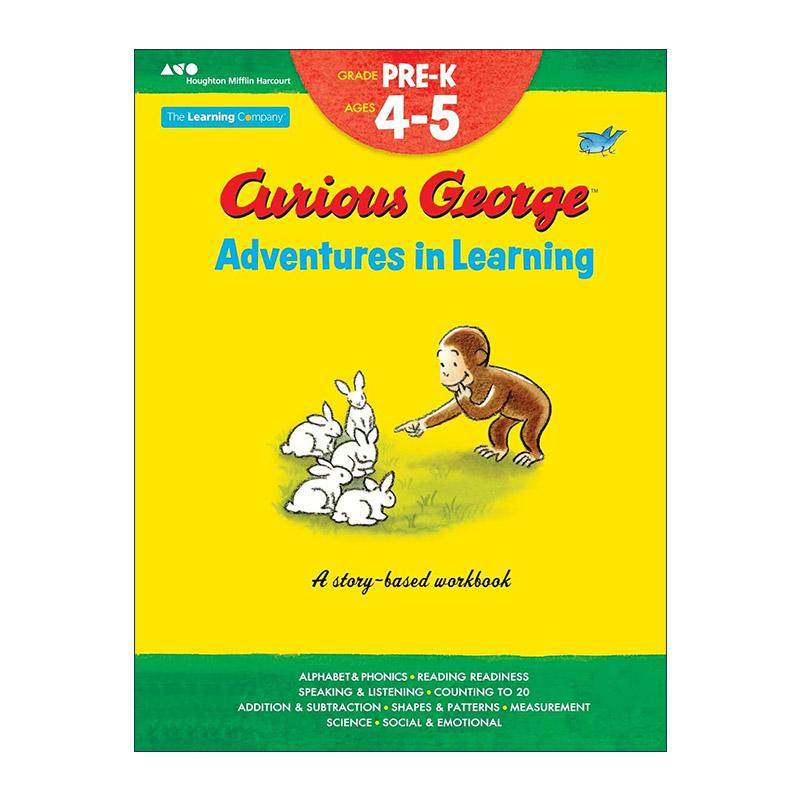 英文原版 Curious George Adventures in Learning Pre-K 好奇猴乔治学习历险记 入学前 4-5岁 英文版 进口英语原版书籍