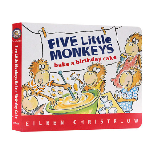 英文原版 Five Little Monkeys Bake a Birthday Cake 五只小猴子烤生日蛋糕 纸板书 儿童英语启蒙图画故事书 英文版 进口英语书