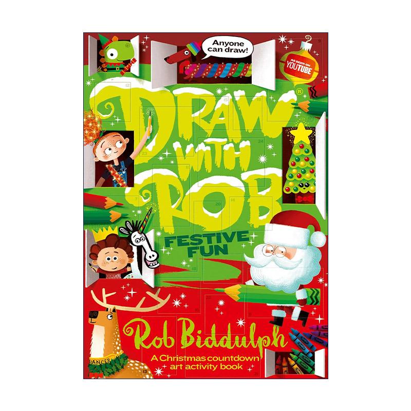 英文原版 Draw With Rob Festive Fun 和罗伯比达尔夫一起学画画 圣诞系列 英文版 进口英语原版书籍