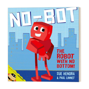 Robot 丢了按钮 the 英文版 书籍 英文原版 绘本 with Bot Sue 机器人 Bottom 进口英语原版 Hendra