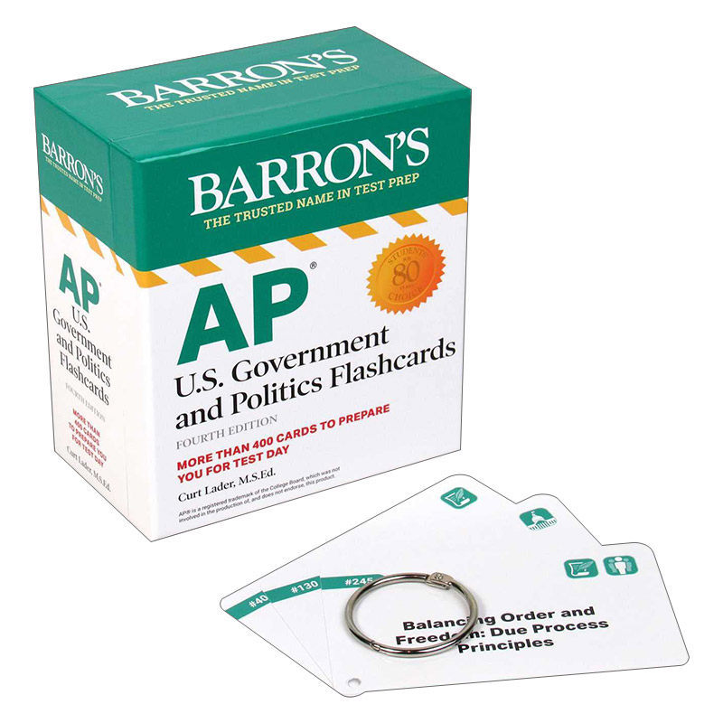 英文原版 AP U.S.Government and Politics Flashcards 巴朗AP美国政府与政治备考闪卡 第4版 带环扣 英文版 进口英语原版书籍