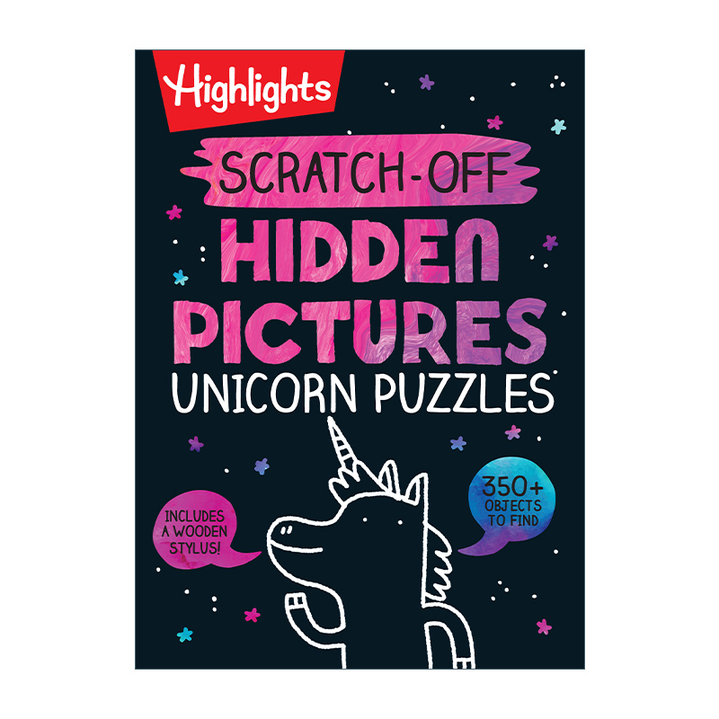 英文原版 Scratch-Off Hidden Pictures Unicorn Puzzles 刮一刮 解开隐藏图片中的独角兽谜题 Highlights亮点儿童趣味游戏活动书