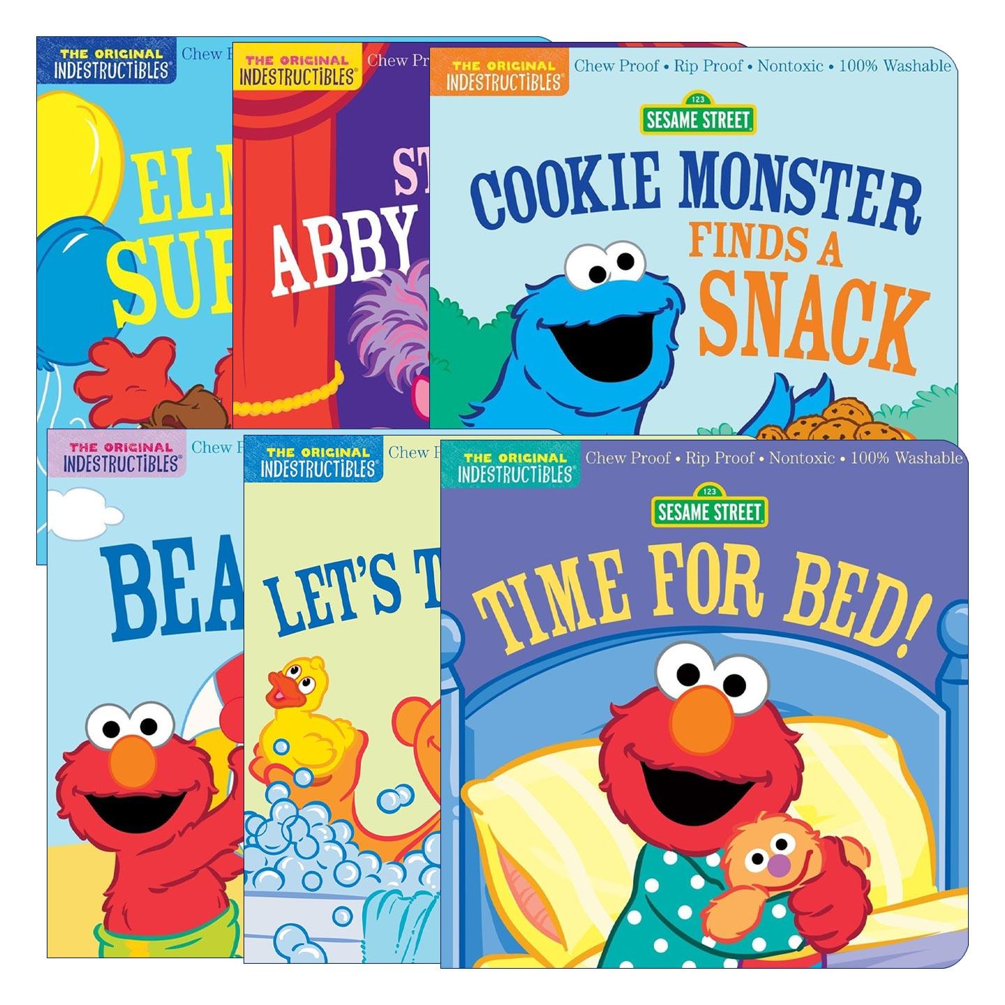 英文原版 Sesame Street 咬咬书芝麻街系列6册 一起来洗澡 曲奇饼干零食 艾莫尔的惊喜 海滩日 该睡觉了 英文版 进口英语原版书籍