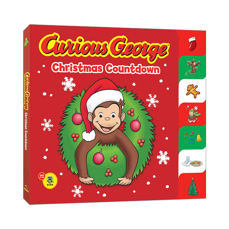 christmas countdown 好奇猴乔治圣诞倒计时 大开异形纸板书 英文版