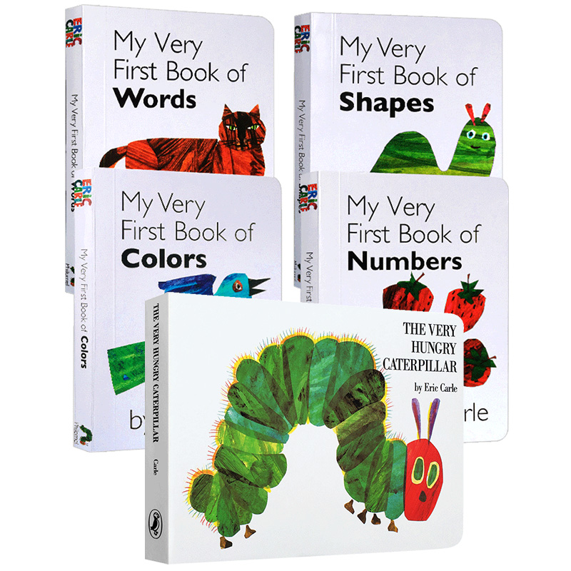 好饥饿的毛毛虫 我的一个图书馆The Very Hungry Caterpillar 英文原版绘本书籍5册  艾瑞卡尔爷爷eric carle 幼儿英语启蒙纸板书