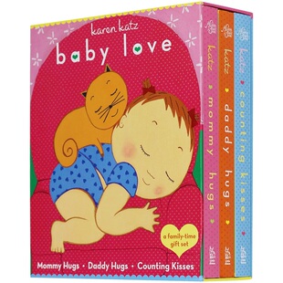 Karen 绘本daddy Kisses爸爸抱妈妈抱抱 英文原版 Katz 正版 hug 英文版 mommy 进口撕不烂纸板书 Counting 亲子系列3本盒装 数几个吻