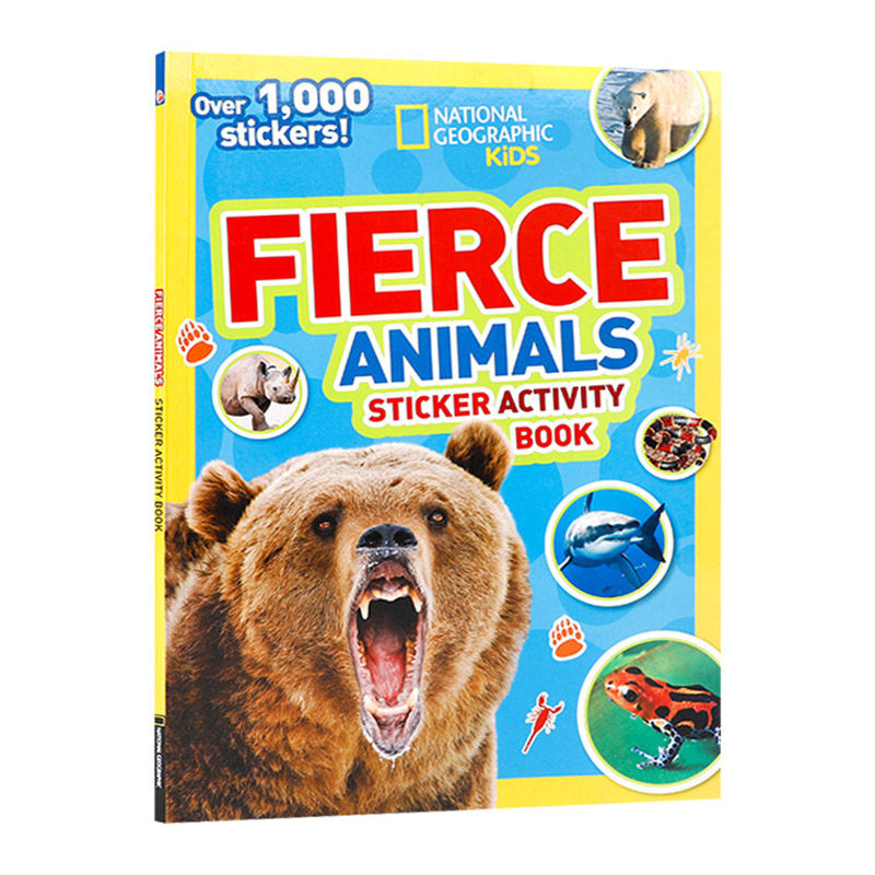 英文原版 fierce animals sticker activity book 国家地理儿童凶猛的