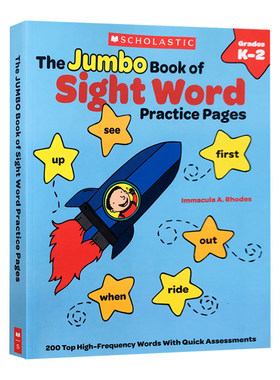 学乐200个常见字高频词核心词汇练习册 英文原版 The Jumbo Book of Sight Word Practice Pages 美国小学 关键词 进口英语书籍