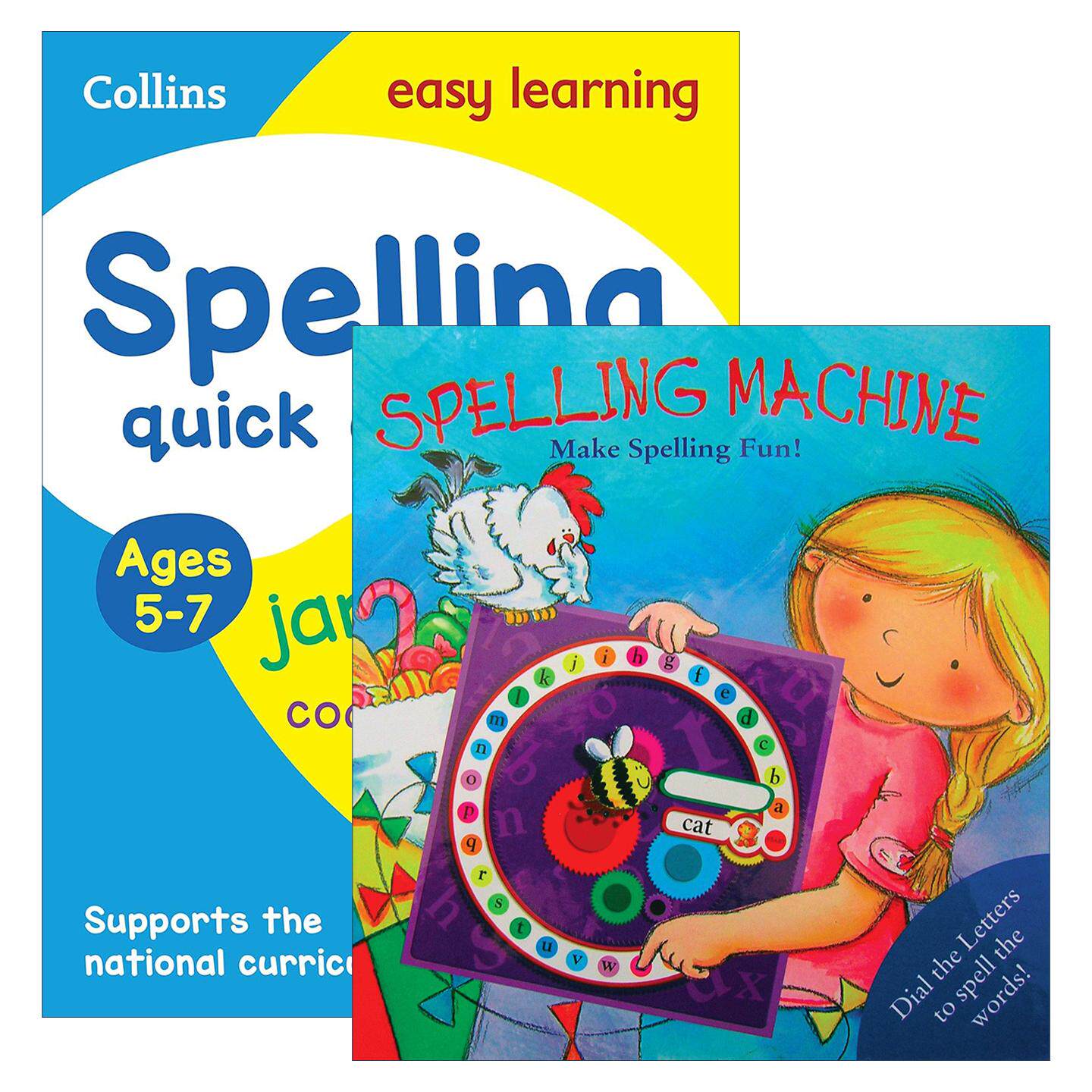 英文原版 Spelling Machine 神奇的拼写机器+Collins Easy Learning KS1 Spelling Quick Quizzes Ages 5-7 英文版 进口书籍