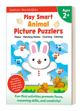 英文原版 Play Smart Animal Picture Puzzlers Age 2+ 日本学研社 技能大比拼之动物 2岁+家庭教辅 早教书 英文版 进口英语原版书