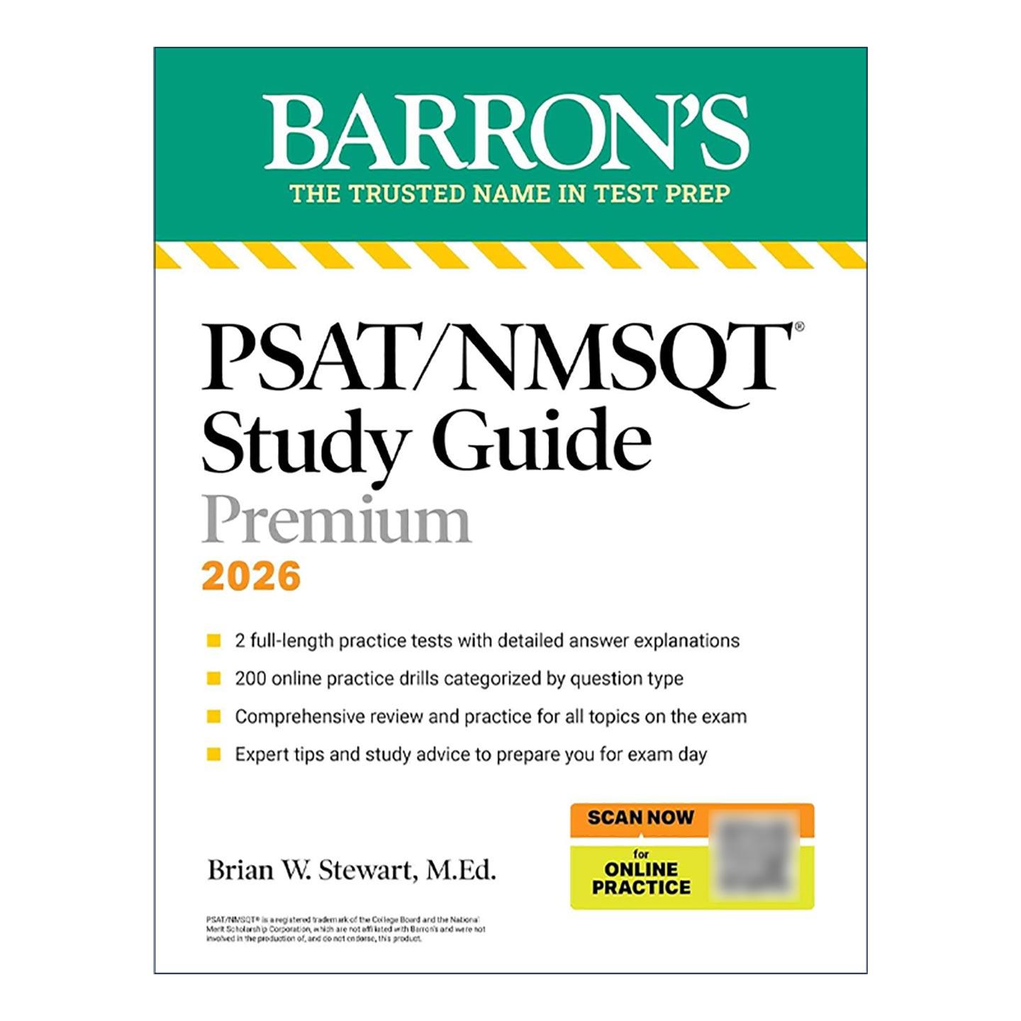 英文原版 PSAT/NMSQT Premium Study Guide 2026 巴朗PSAT/NMSQT 美国中学生初步学术评估测试学习指南 2套题+复习指南+在线练习