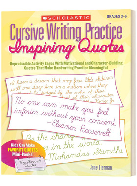 英文原版 Cursive Writing Practice: Inspiring Quotes 英文书法练习 圆体字 英文版 进口英语原版书籍儿童全英语书