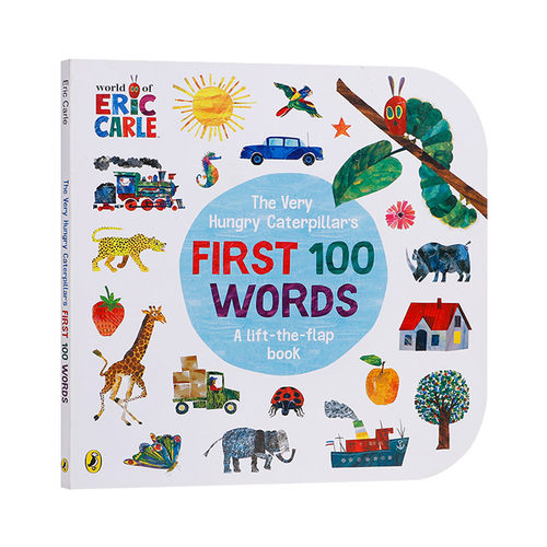 英文原版绘本 The Very Hungry Caterpillar's First 100 Words 好饥饿的毛毛虫 100词 纸板书 英文版 进口英语原版书籍