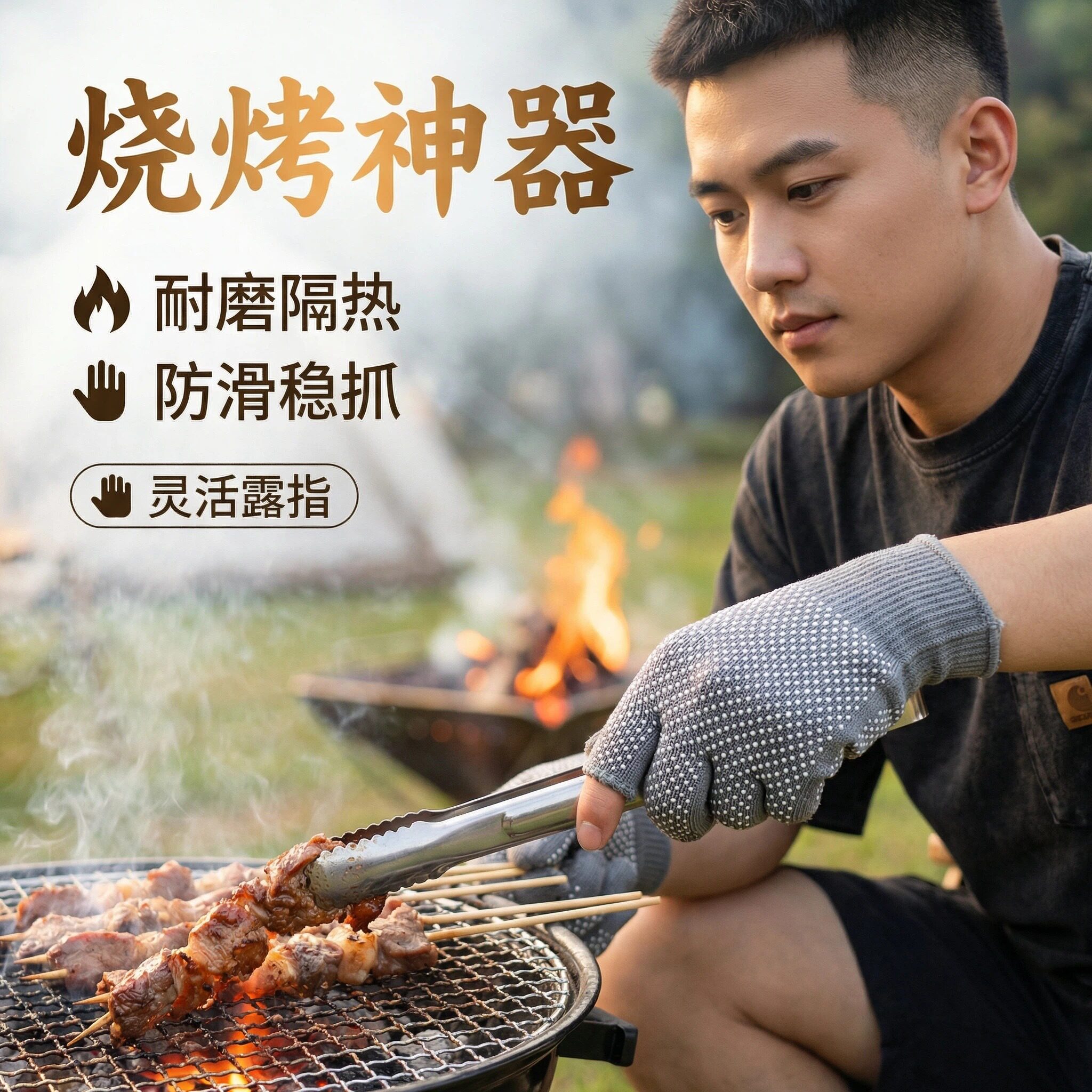 烧烤师傅专用防烫耐高温手套炸串炒菜撒料穿串端菜厨师防热餐饮薄