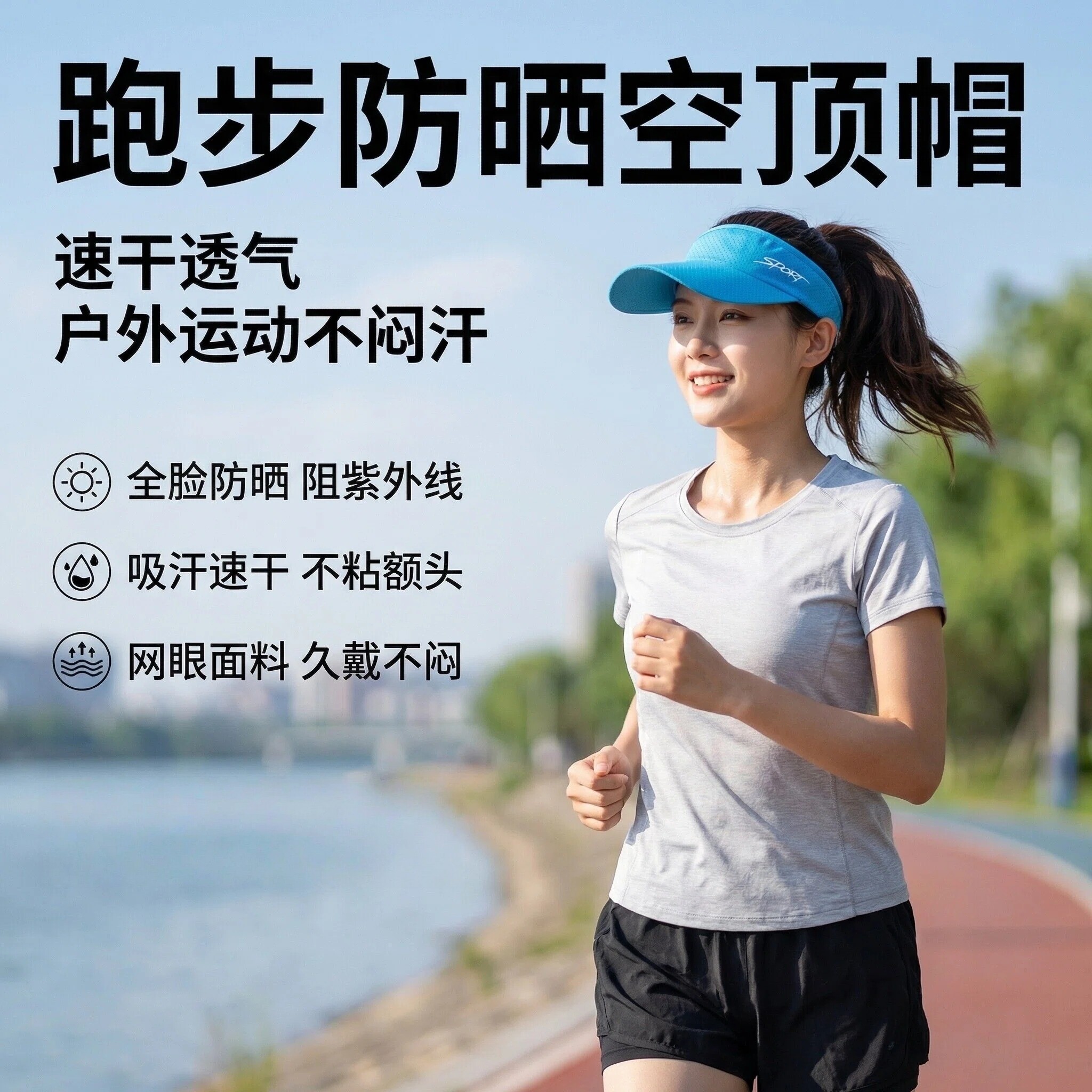 夏季女士马拉松跑步专用帽子男款专业速干空顶帽户外晨跑防晒装备图片