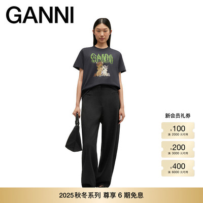 【新年系列】GANNI女装 趣味卡通马年印花短袖T恤上衣A1050048252