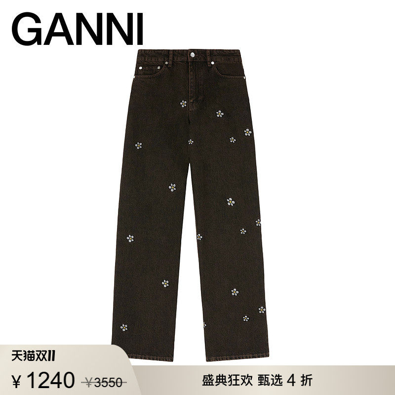 【甄选折扣】GANNI女装 早秋休闲风基础款直筒牛仔裤 A1100161979
