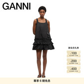荷叶边背心裙连衣裙 GANNI女装 黑色U领短款 W0450099