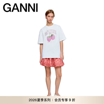 【新品会员9折】GANNI女装 趣味印花夏季宽松短袖T恤 A1050140151