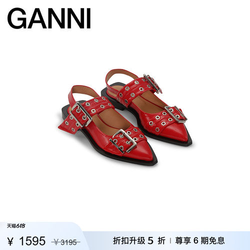 铬鞣芭蕾鞋GANNI皮带扣