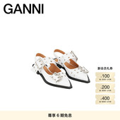 芭蕾鞋 GANNI女鞋 白鹭色尖头系扣露跟凉鞋 S2842135