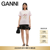 秋冬新品 GANNI女装 趣味贵宾犬图案宽松短袖 T恤 A1050062868