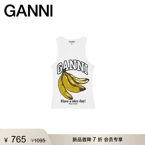 【新品首降】GANNI女装 休闲风纯棉内搭百搭背心T恤 A1040427151