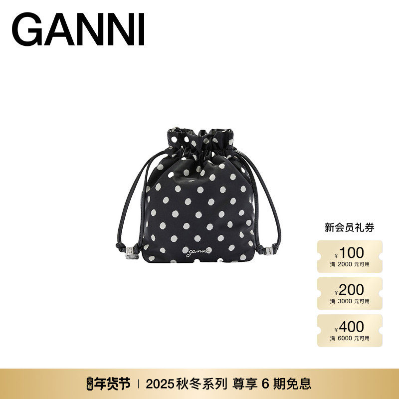 【秋冬新品】GANNI女包 经典波点优雅简约抽绳水桶包B3010068099,箱包皮具/热销女包/男包,通用款女包,淘宝优惠券,粉丝福利购,淘宝优惠卷