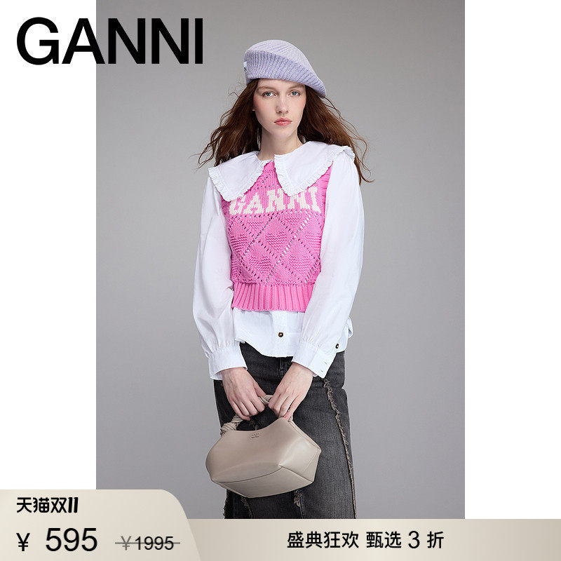 【甄选折扣】GANNI女装 短款马甲薄背心早秋叠穿针织衫 K2317295