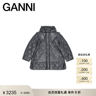 GANNI女装 W0347052 黑娃娃领绗缝连帽夹克外套