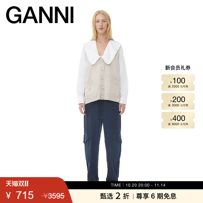 新品针织马甲背心GANNI