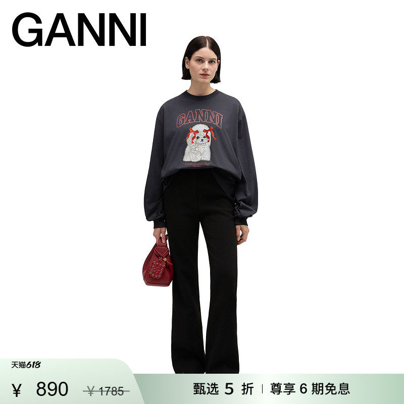 【惊喜首降】GANNI女装 趣味印花休闲宽松春长袖卫衣 A1050036252