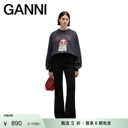 【惊喜首降】GANNI女装 趣味印花休闲宽松春长袖卫衣 A1050036252
