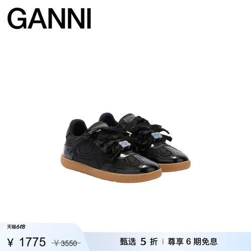 【甄选折扣】GANNI女鞋 蝴蝶亮面休闲通勤运动鞋板鞋 B1040011099