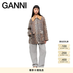 GANNI女装 W0391859 豹纹灯芯绒娃娃领夹克外套