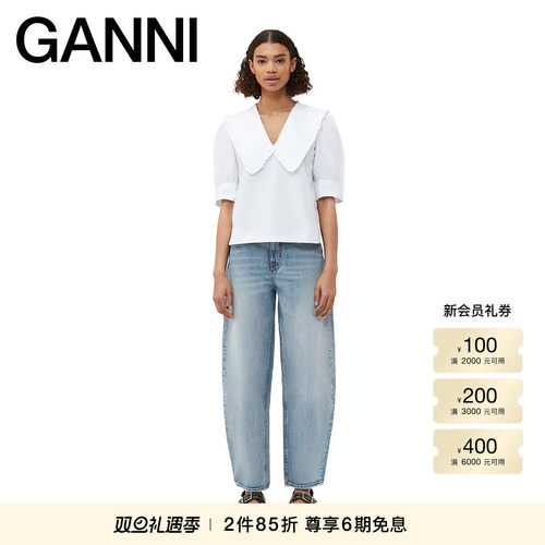 泡泡袖棉府绸上衣GANNI中国