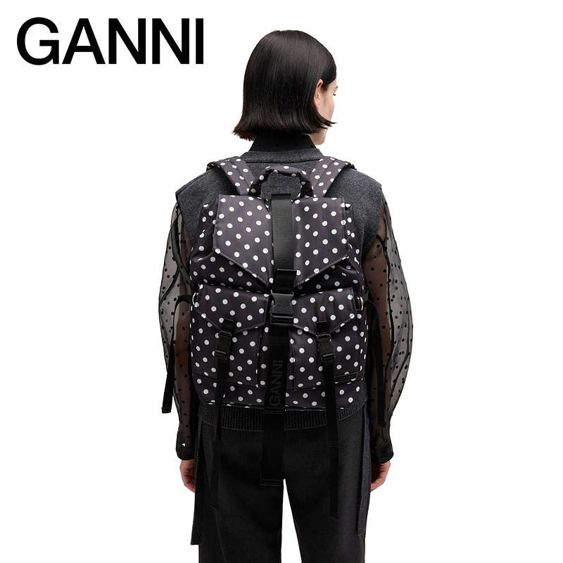 【秋冬新品】GANNI女包 经典波点双肩包旅行包背包 B2010024099